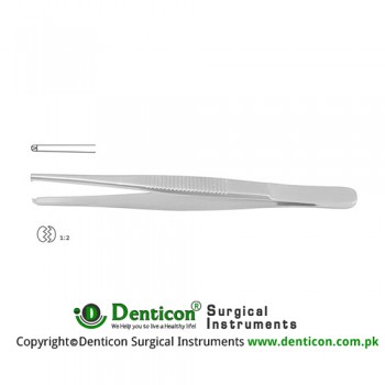 Standard Pattern Dissecting Forcep 1 x 2 Teeth Stainless Steel, 10.5 cm - 4 1/4"